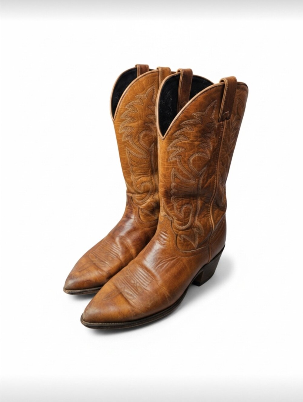 Laredo Tan Leather Western Cowboy Boots Men's Size 10 D Pointed R Toe Classic